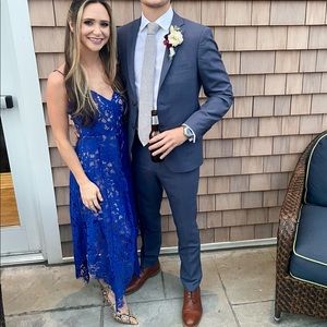 Blue lace midi dress